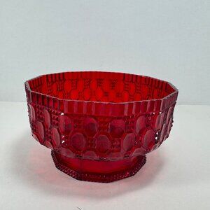 Vintage Regaline Red Plastic Bowl Ruby Pattern Octagon Retro Mid Century